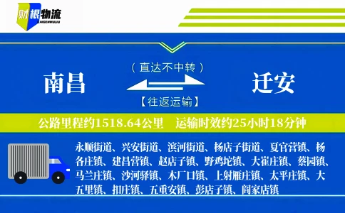 南昌到迁安物流公司