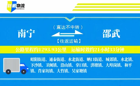 南宁到邵武物流公司