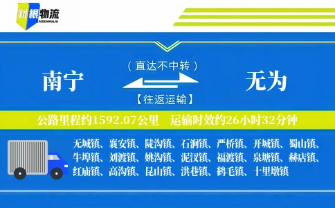 南宁到无为物流公司