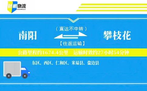 南阳到攀枝花物流公司