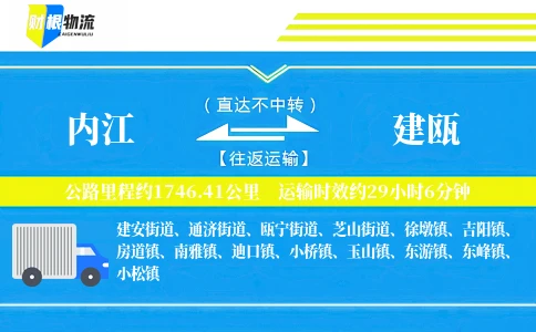 内江到建瓯物流公司