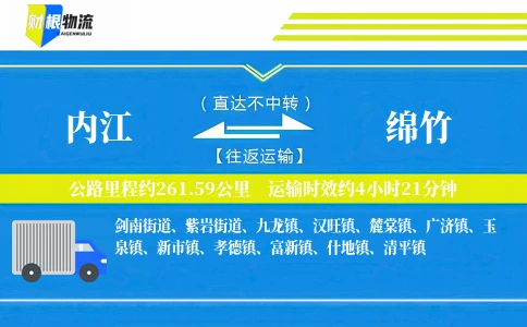 内江到绵竹物流公司