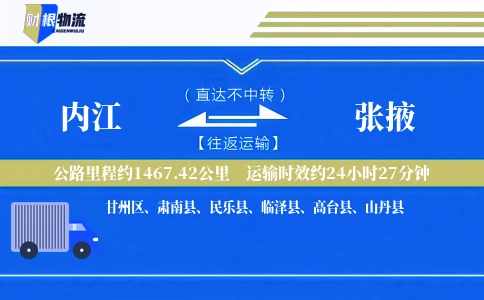 内江到张掖物流公司