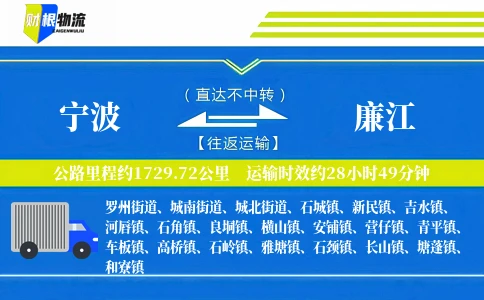 宁波到廉江物流公司