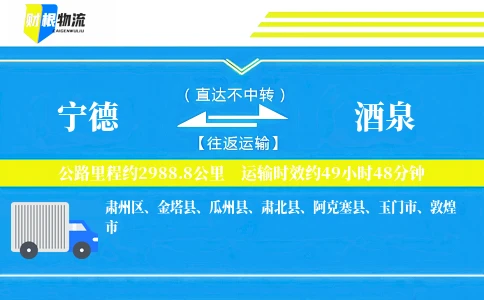 宁德到酒泉物流公司