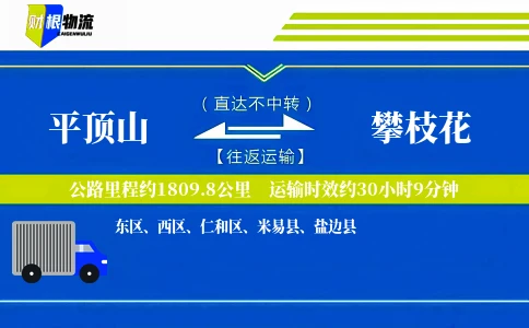 平顶山到攀枝花物流公司