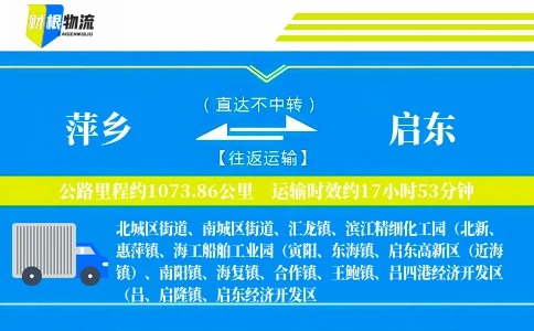 萍乡到启东物流公司