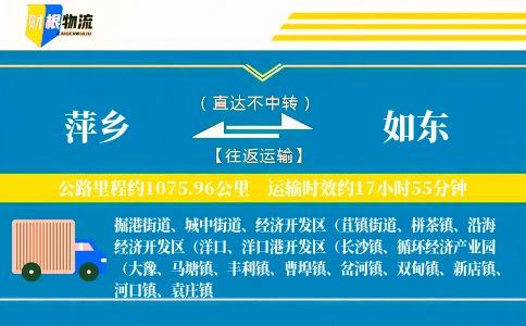 萍乡到如东物流公司