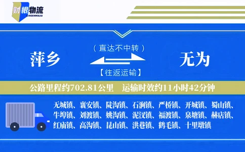 萍乡到无为物流公司