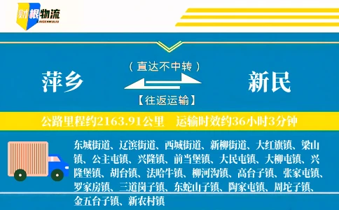萍乡到新民物流公司