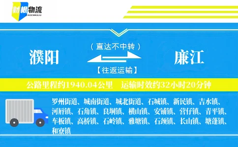 濮阳到廉江物流公司