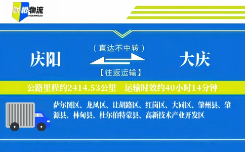 庆阳到大庆物流公司