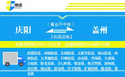 庆阳到盖州物流公司