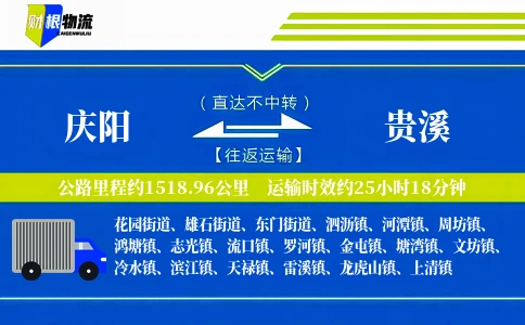 庆阳到贵溪物流公司