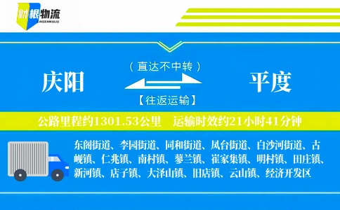庆阳到平度物流公司