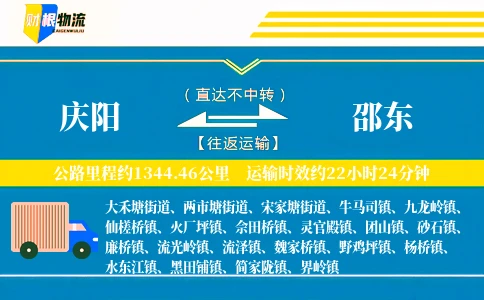 庆阳到邵东物流公司