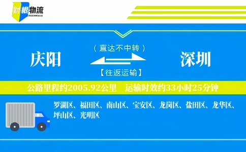庆阳到深圳物流公司