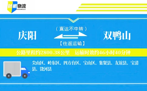 庆阳到双鸭山物流公司