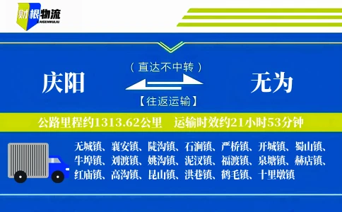 庆阳到无为物流公司