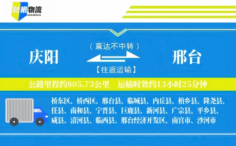 庆阳到邢台物流公司