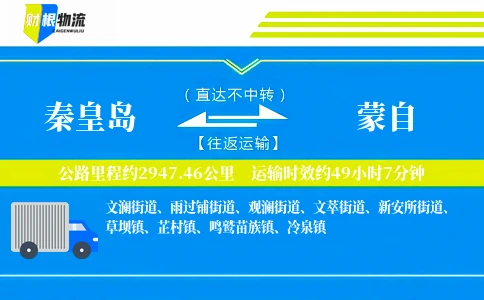 秦皇岛到蒙自物流公司