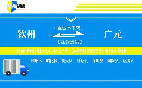 钦州到广元物流公司