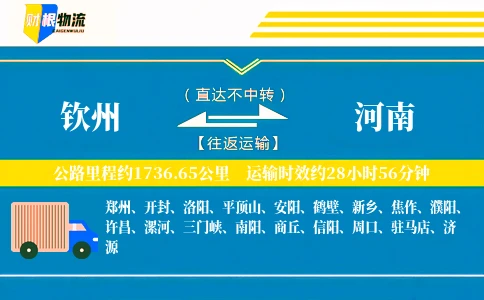 钦州到河南物流公司