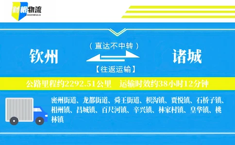 钦州到诸城物流公司