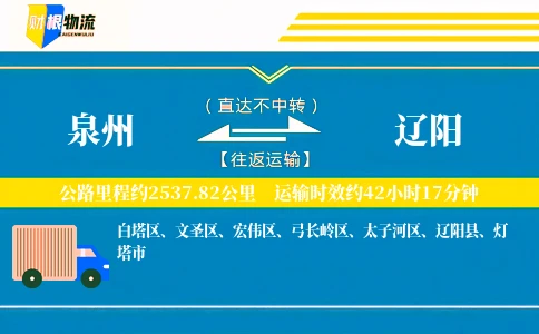 泉州到辽阳物流公司