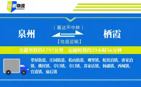 泉州到栖霞物流公司