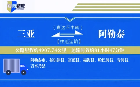 三亚到阿勒泰物流公司