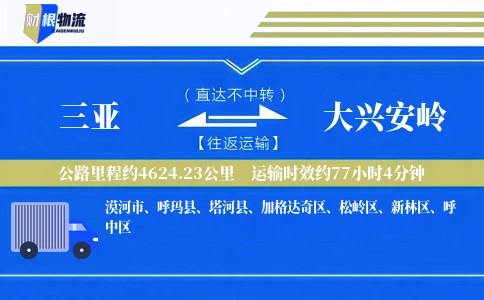三亚到大兴安岭物流公司