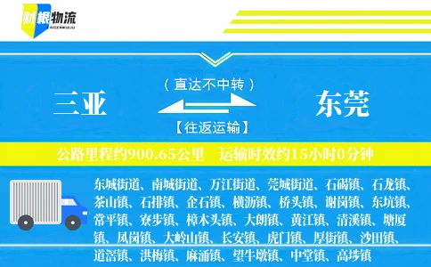 三亚到东莞物流公司
