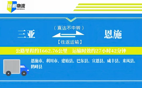 三亚到恩施物流公司