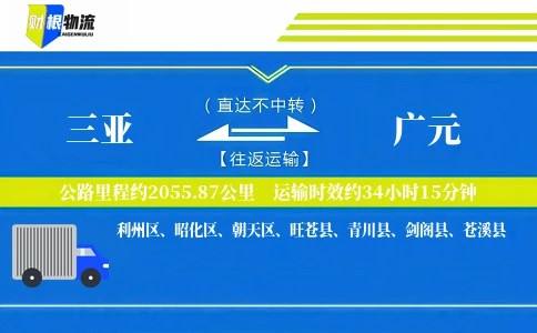 三亚到广元物流公司