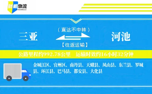 三亚到河池物流公司