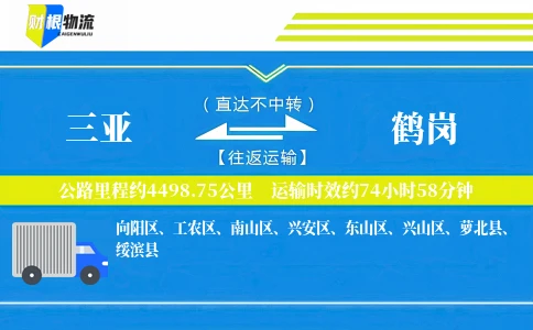 三亚到鹤岗物流公司