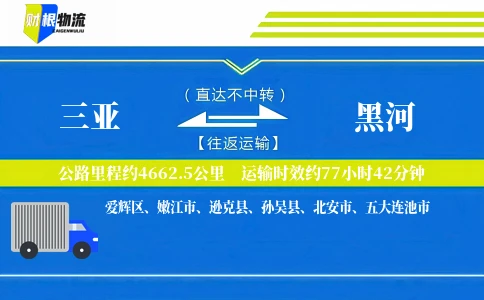 三亚到黑河物流公司