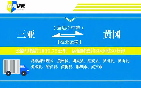 三亚到黄冈物流公司