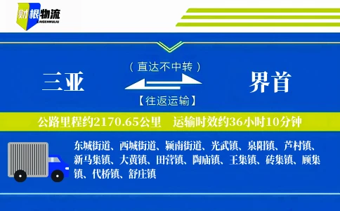 三亚到界首物流公司