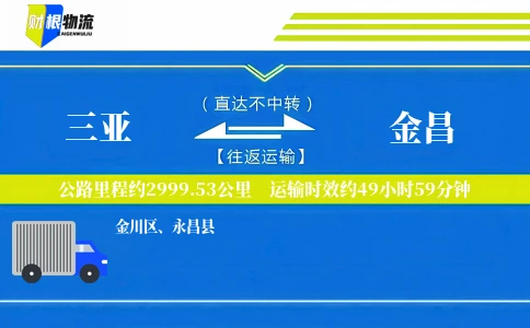 三亚到金昌物流公司