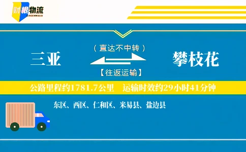 三亚到攀枝花物流公司