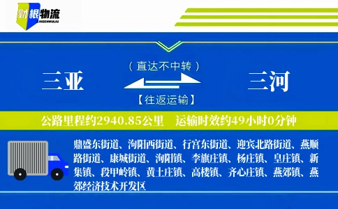 三亚到三河物流公司
