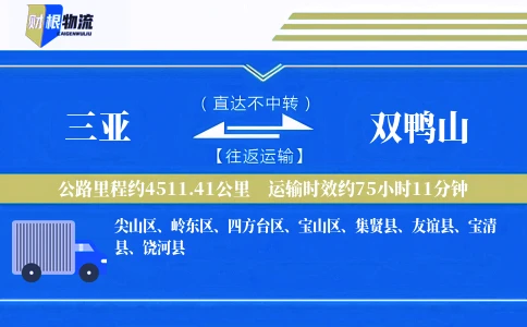 三亚到双鸭山物流公司