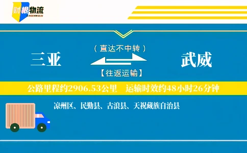 三亚到武威物流公司