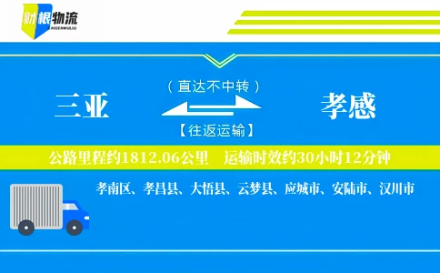 三亚到孝感物流公司