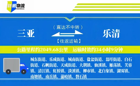 三亚到乐清物流公司
