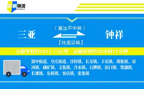 三亚到钟祥物流公司