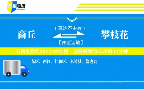 商丘到攀枝花物流公司