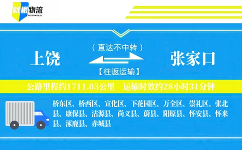 上饶到张家口物流公司